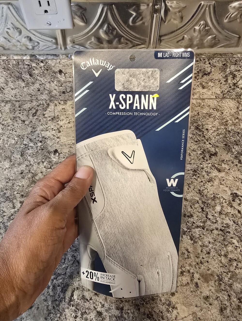 New Callaway X Spann Golf Glove Right Hand Premium Leather Compression Fit White